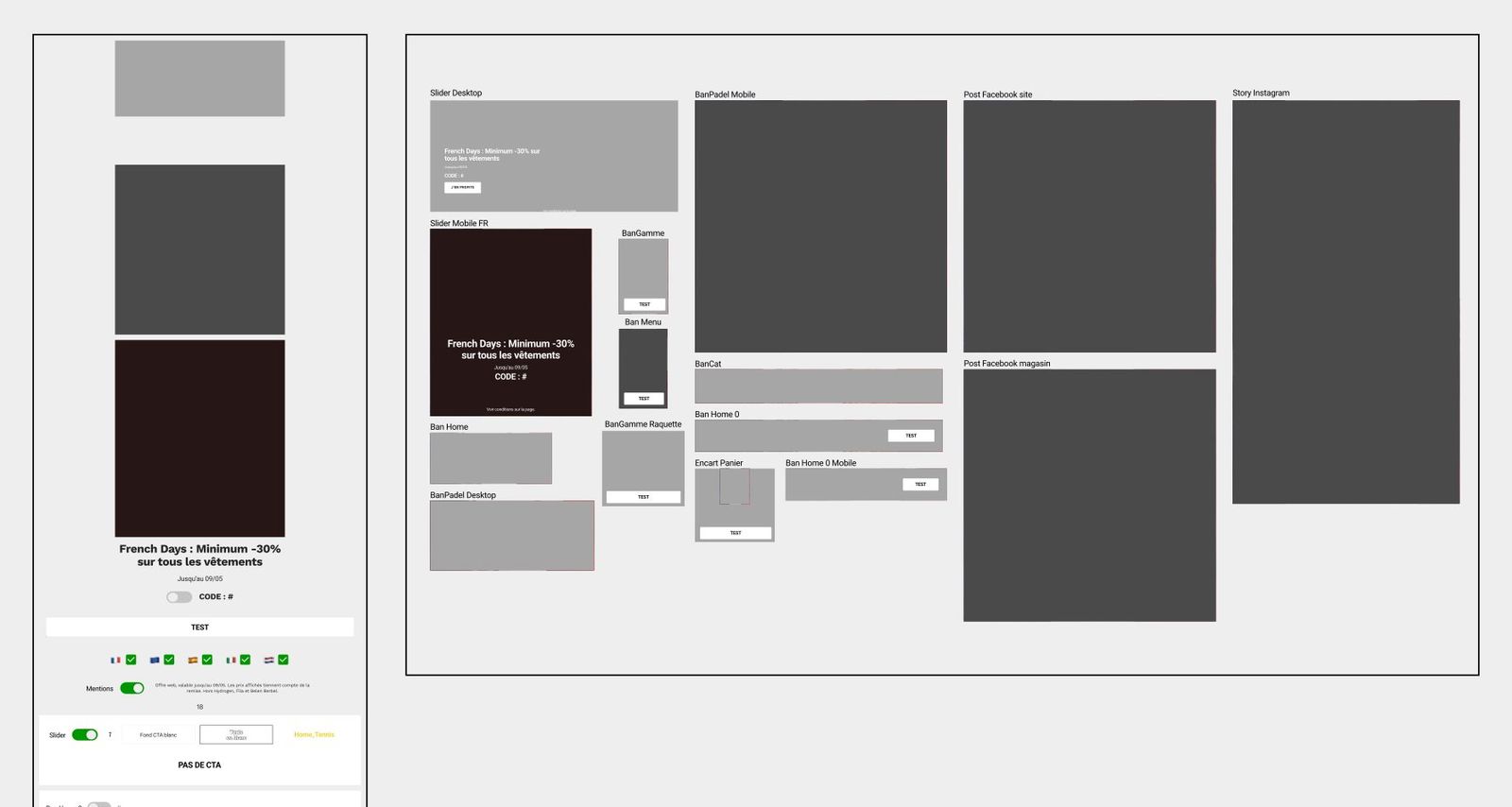Espace de brief : 3 images à gauche, un titre et un clic sur exporter